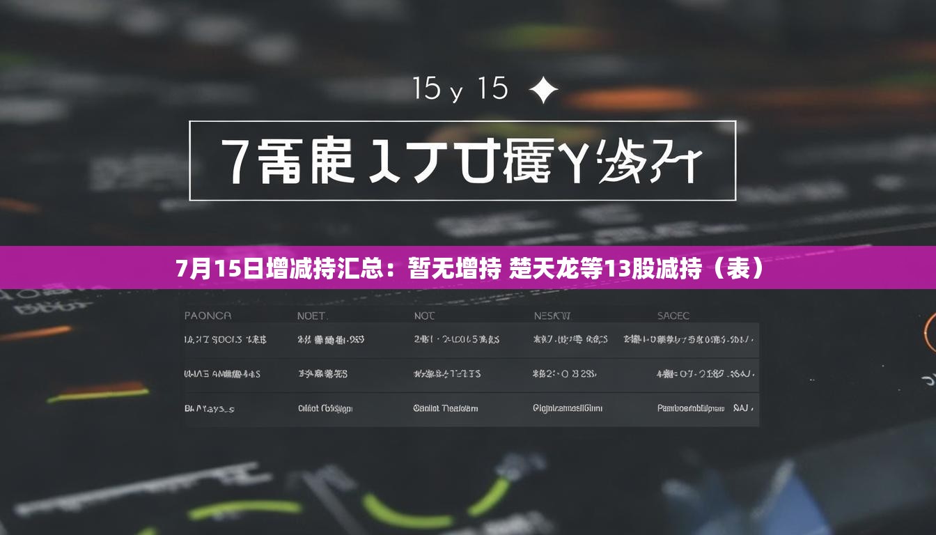 7月15日增减持汇总：暂无增持 楚天龙等13股减持（表）